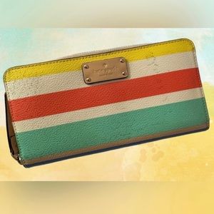 kate spade ♠️ Stacy Grove Street Dunestripe Zip Around Wallet